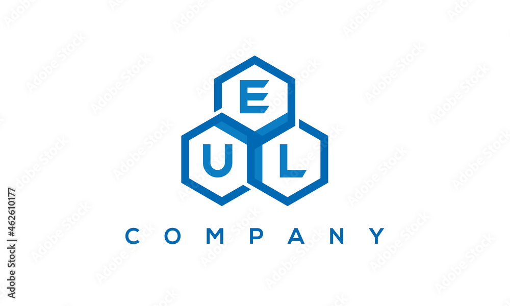 EUL three letters creative polygon hexagon logo