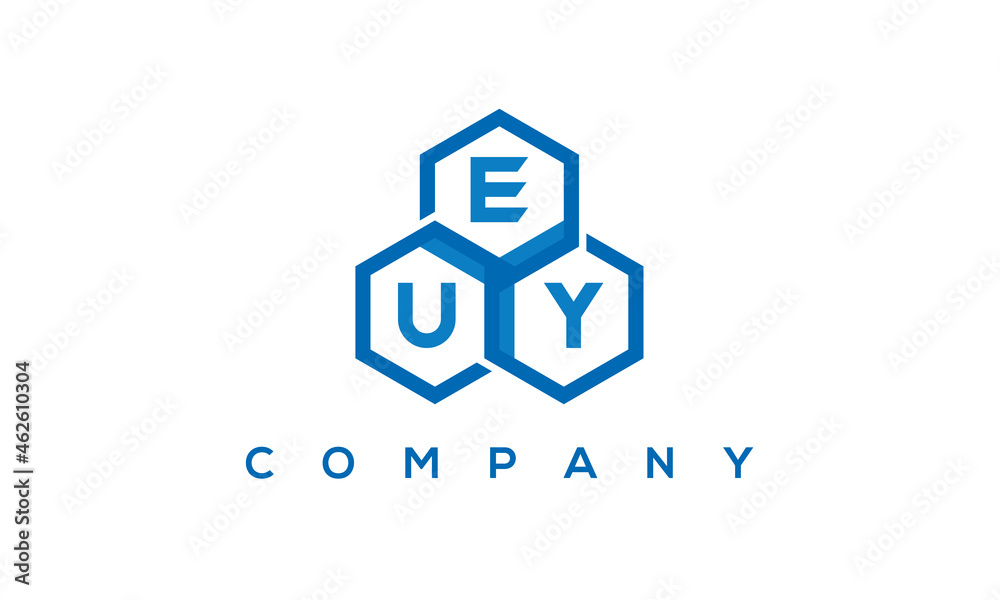 EUY three letters creative polygon hexagon logo