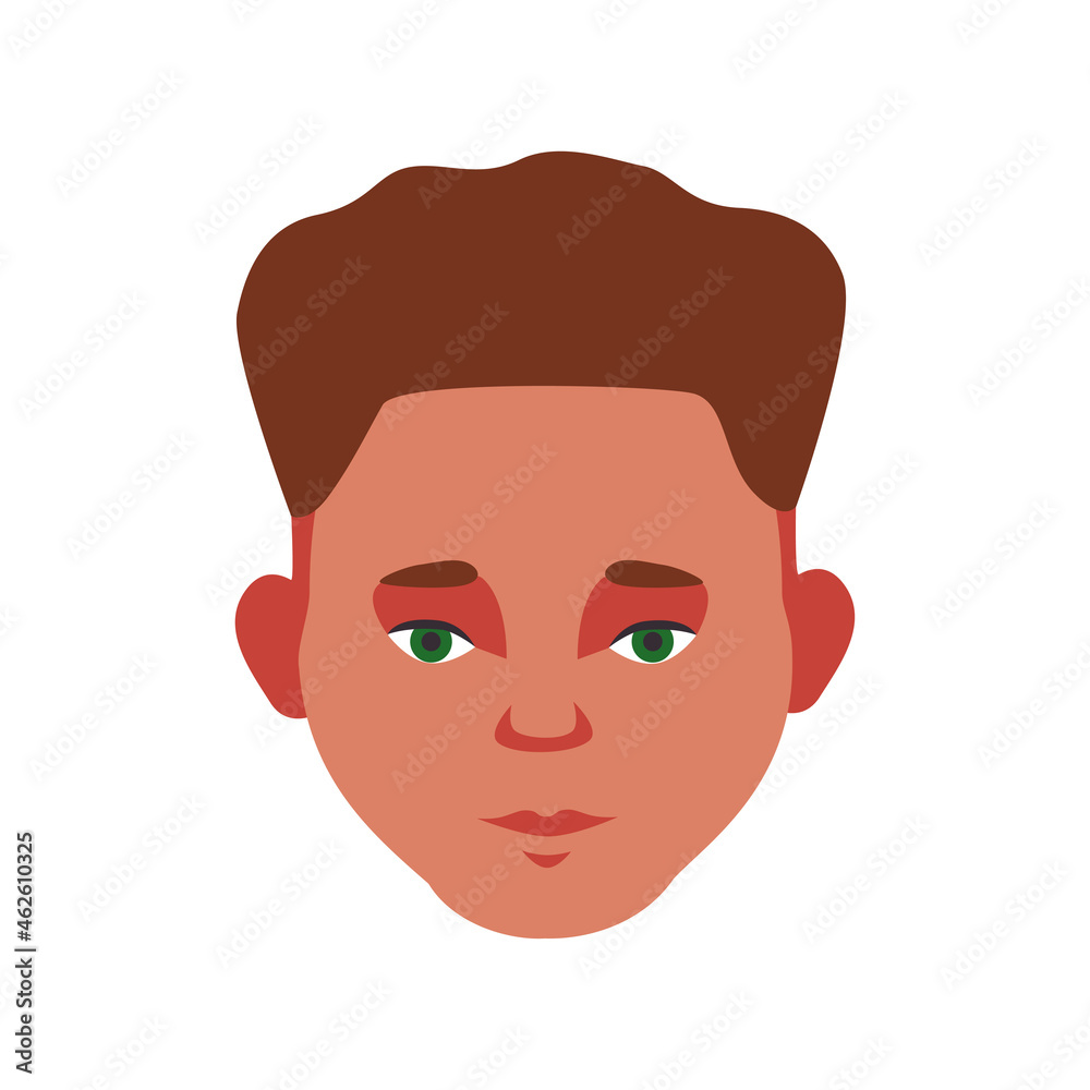 Young boy head child guy face avatar icon simple flat style