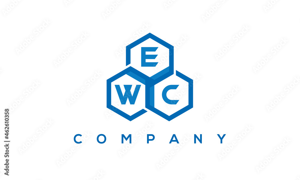 EWC three letters creative polygon hexagon logo