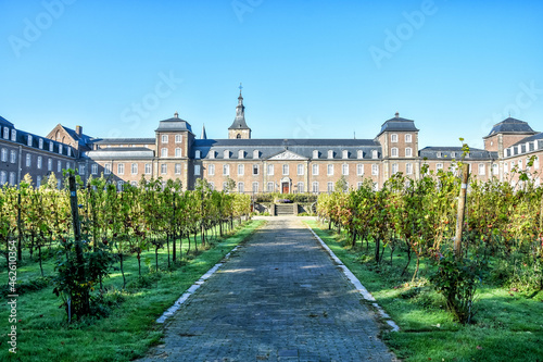 Beautiful view from the garden on the Moretti wing of the Limburg Abbey Rolduc. Netherlands, Holland, Europe photo