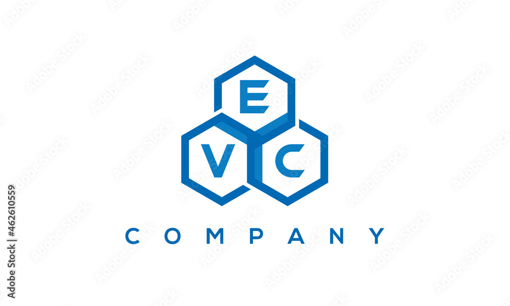 EVC three letters creative polygon hexagon logo