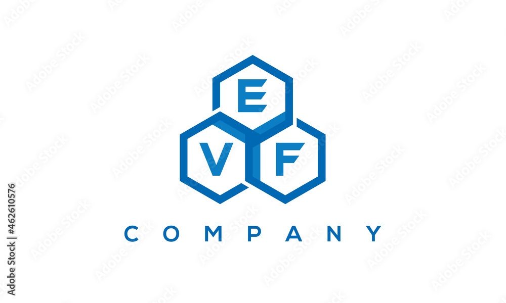 EVF three letters creative polygon hexagon logo