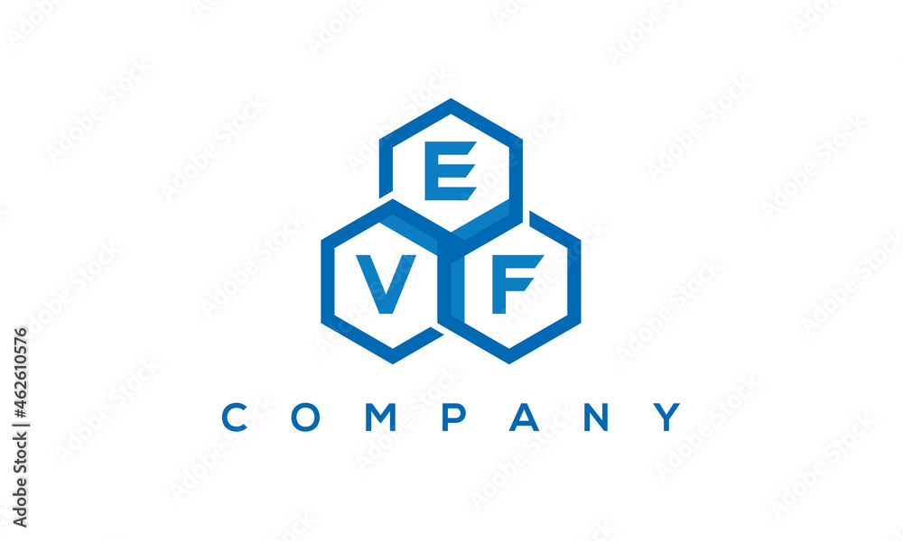 EVF three letters creative polygon hexagon logo EVF three letters creative polygon hexagon logo
