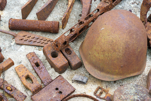 weapons found in the ground the field of the end of the second world war photo