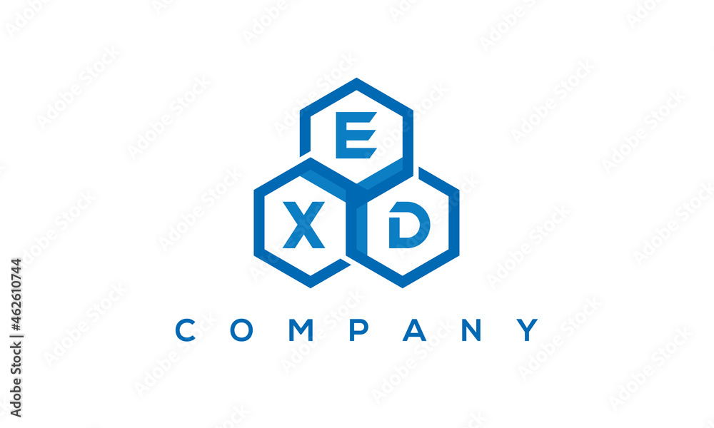 EXD three letters creative polygon hexagon logo EXD three letters creative polygon hexagon logo