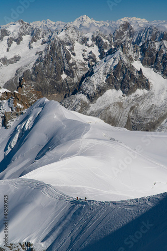 Climbing the slope near Mont Blanc