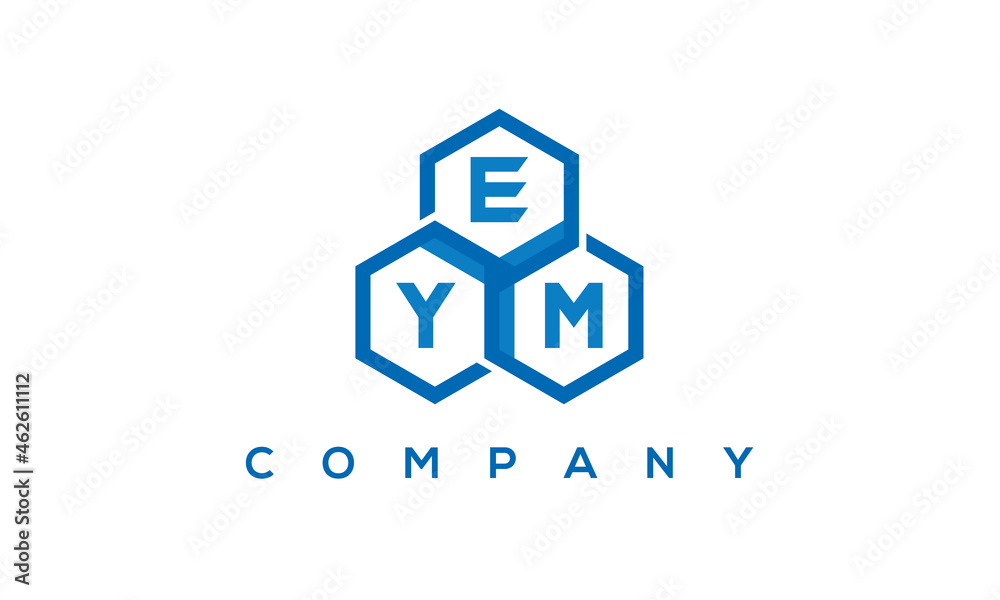 EYM three letters creative polygon hexagon logo