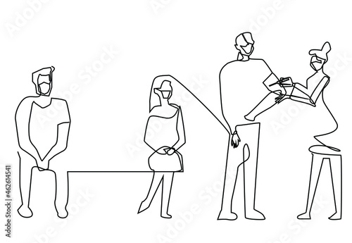 In a hospital setting, doctors and nurses are vaccinating. patients who are vaccinated and waiting in line. People who are vaccinated for health