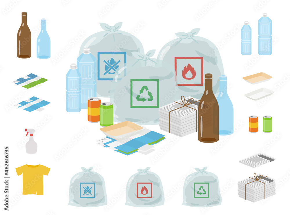 分別ゴミのイラスト素材 Stock Vector | Adobe Stock