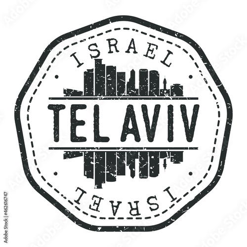 Tel Aviv-Yafo, Israel Stamp Skyline Postmark. Silhouette Postal Passport. City Round Vector Icon. Vintage Postage Design.