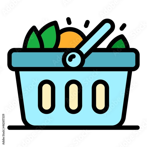 Plastic market basket icon. Outline plastic market basket vector icon color flat isolated
