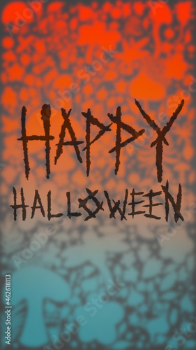 Gradient Phone Wallpaper with Autumnal Pattern and Halloween Greeting