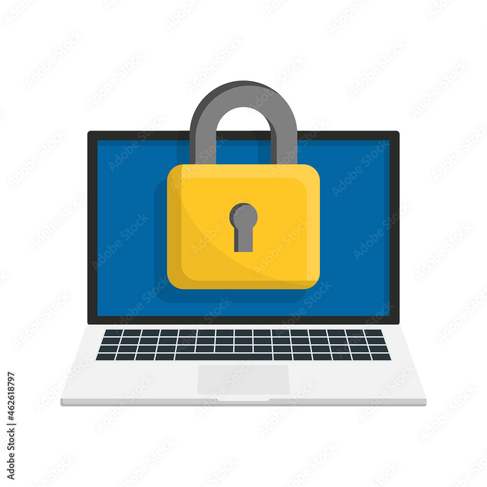 Laptop and lock. Computer security, privacy policy, safety lock and data protection concept. Laptop and lock. Computer security, privacy policy, safety lock and data protection concept.