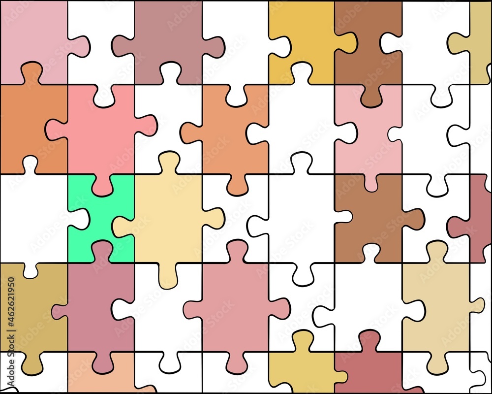 Abstract background with jigsaw puzzle outline and multicolor pieces Abstract background with jigsaw puzzle outline and multicolor pieces