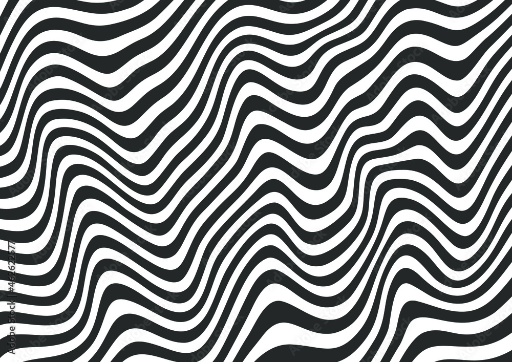 Abstract black and white wavy lines striped background
