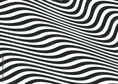 Abstract black and white wavy lines striped background © hendripiss