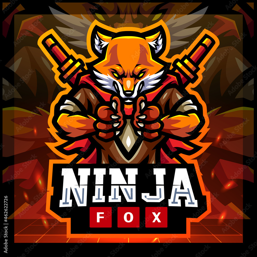 Ninja fox mascot. esports logo design