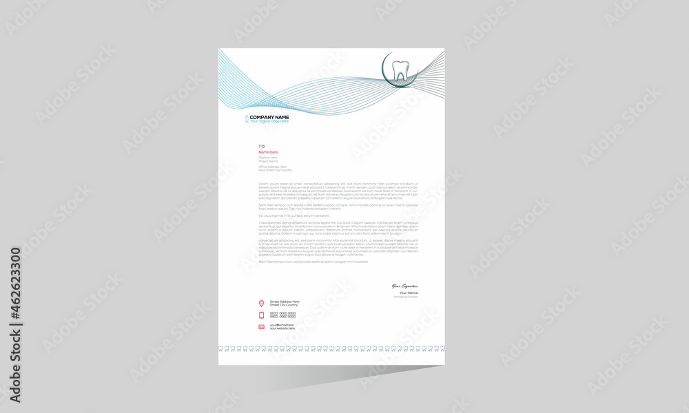 vector letterhead design for dental doctor Stock Vector | Adobe Stock