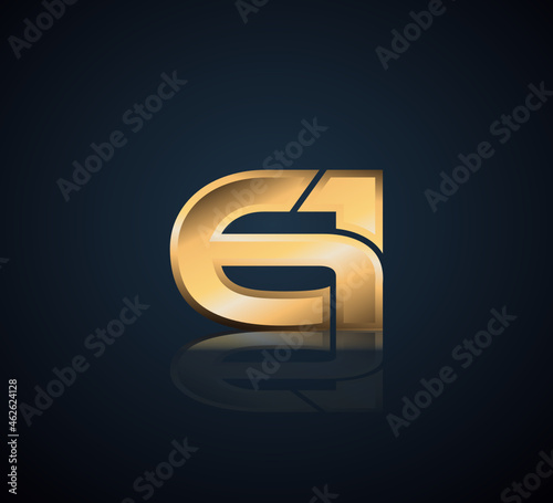 Simple Numbers Logo Vector Gold Metallic On Dark Background 61 photo