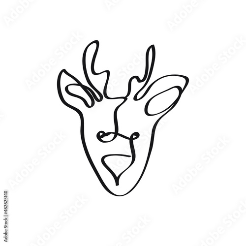 Line art vector icon christmas deer. Calendaricon. Web flat icon. Black line icons. Symbol, logo illustration.