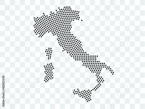 Abstract black map of Italy - planet dots planet, isolated on transparent background.Vector eps 10