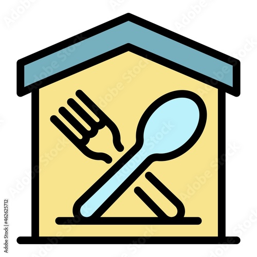 Food court icon. Outline food court vector icon color flat isolated