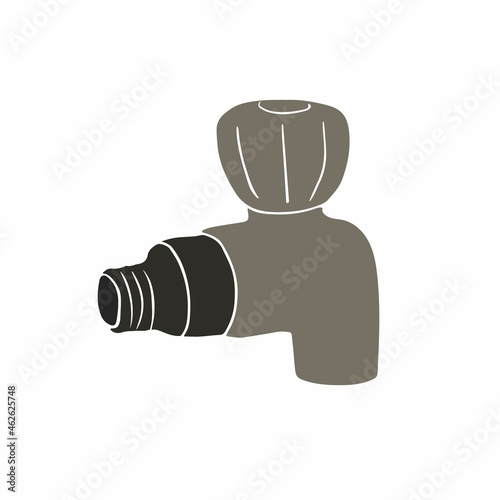 Closed watery tap used for blocking the water in the pipe on white background. Flat colorful vector illustration. View close up with space for text