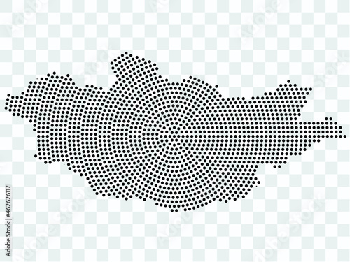 Abstract black map of Mongolia - planet dots planet  isolated on transparent background.Vector eps 10