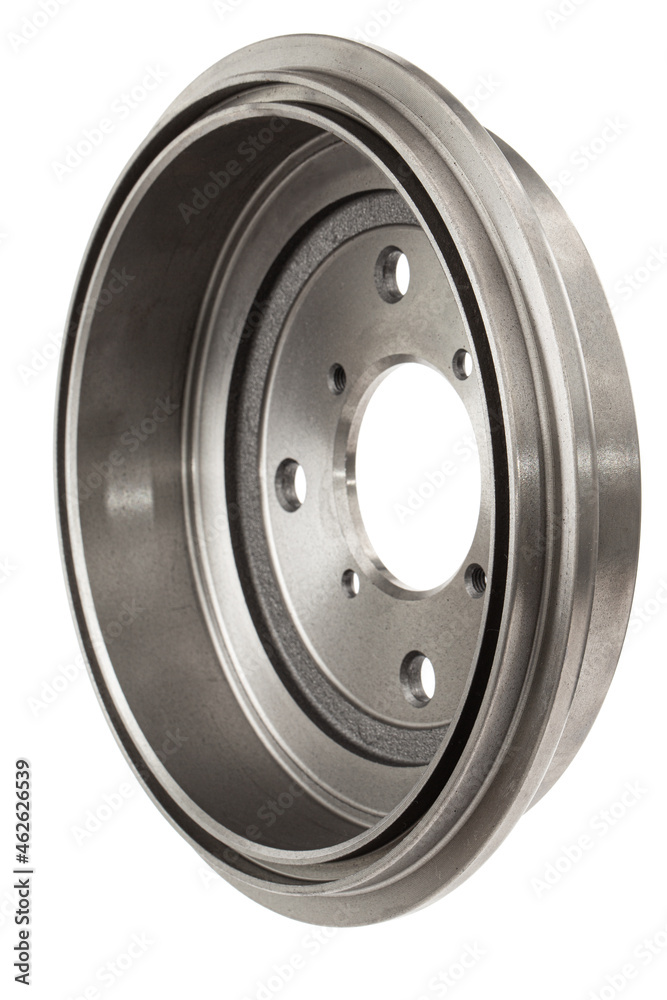 Rear car brake drum, isolated on white background Rear car brake drum, isolated on white background