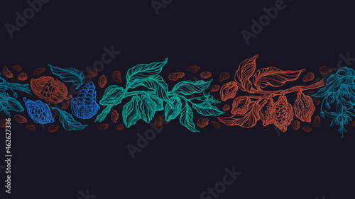Cacao, dark chocolate Vector band seamless pattern