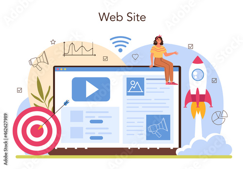 Marketer online service or platform. Marketing strategy and communucation