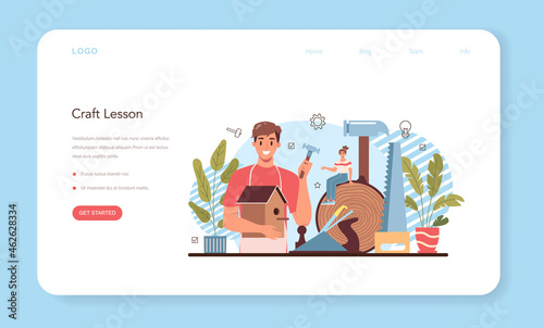 Crafting and modeling school course web banner or landing page.