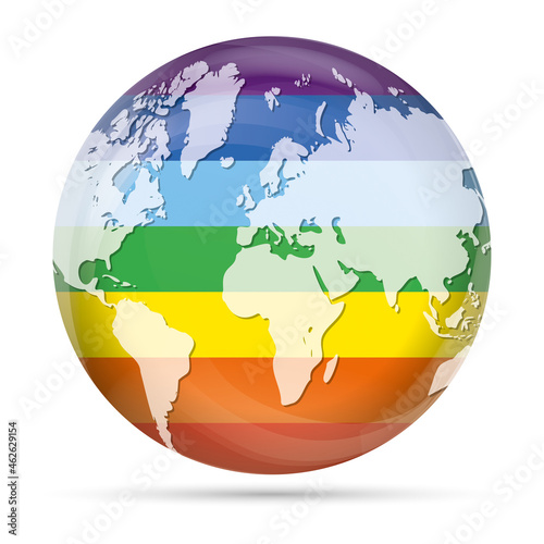 Peace in the world with rainbow globe photo