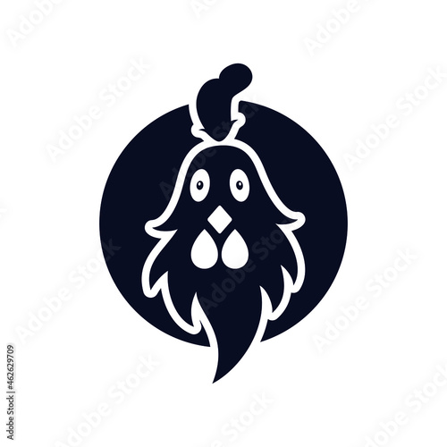 hen logo vector with cute face This image is suitable for food, brand and restaurant design