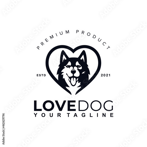 Love Dog Logo Design Template Idea with the Head