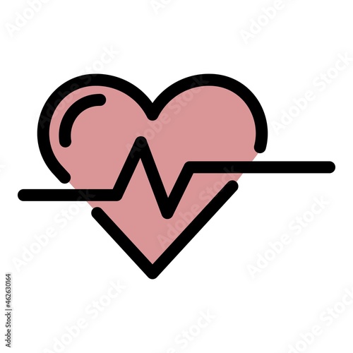Heartbeat icon. Outline heartbeat vector icon color flat isolated