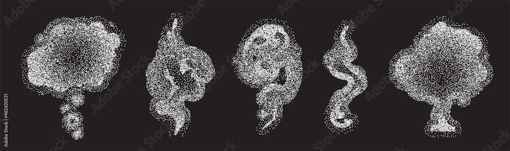 Fototapeta premium Aerosol Dust or Bacteria Growth. Petri Dishes Experiment Isolated on Black Background.