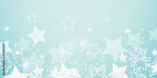 White stars on a blue background banner - christmas and happy new year theme - Turquoise design