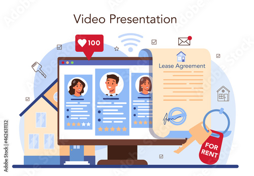 Real estate agency online service or platform. Realtor or broker