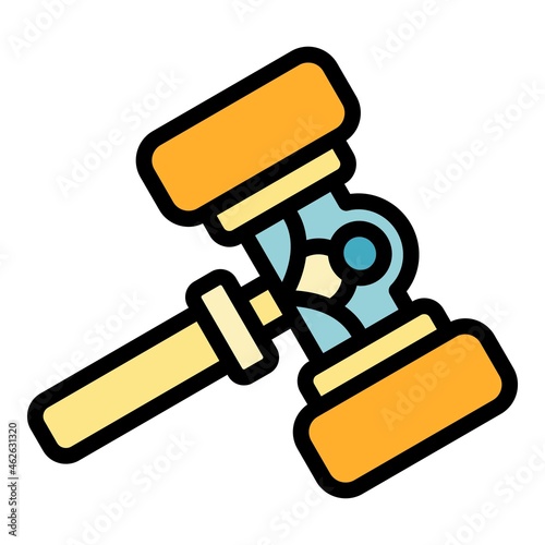 Wooden judicial gavel icon. Outline wooden judicial gavel vector icon color flat isolated