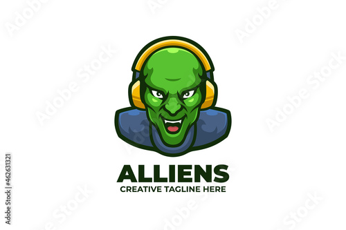 Green Alien Mascot Logo