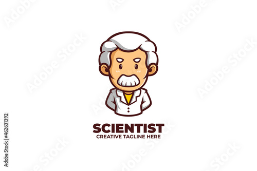 Old Professor Scientist Cartoon Mascot Logo