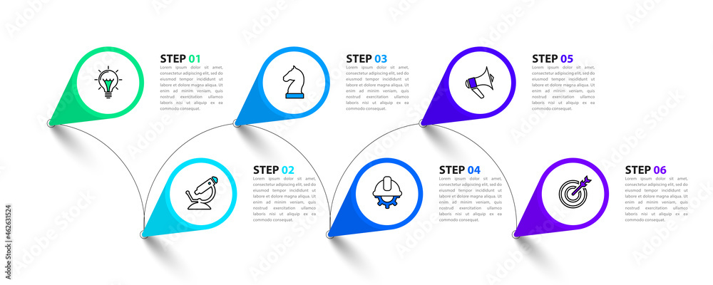 Infographic design template. Creative concept with 6 steps - obrazy, fototapety, plakaty 