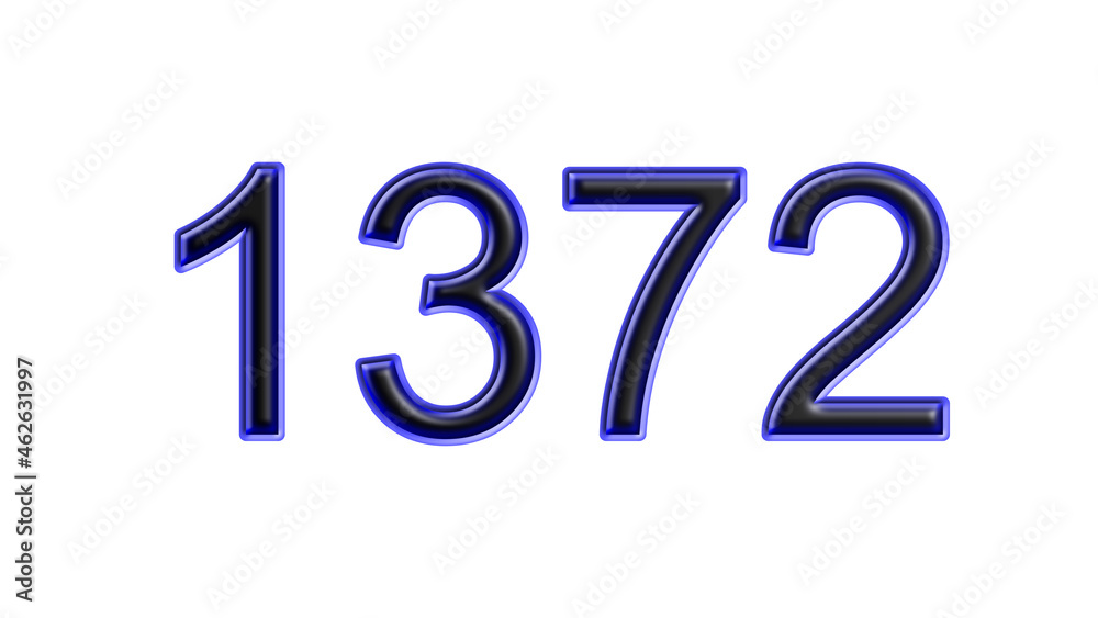blue 1372 number 3d effect white background blue 1372 number 3d effect white background