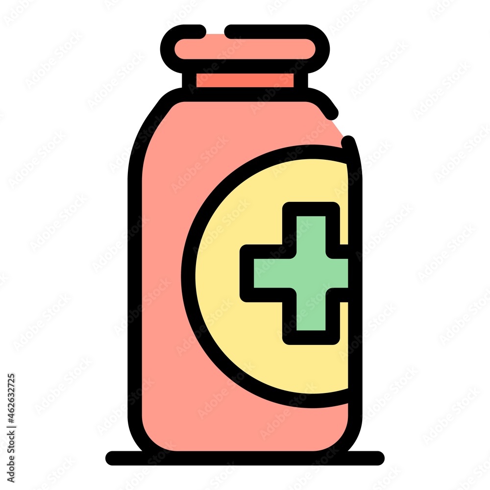 Bottle of medicine icon. Outline bottle of medicine vector icon color flat isolated Bottle of medicine icon. Outline bottle of medicine vector icon color flat isolated