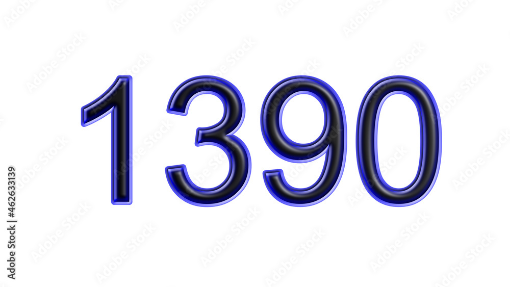 blue 1390 number 3d effect white background blue 1390 number 3d effect white background