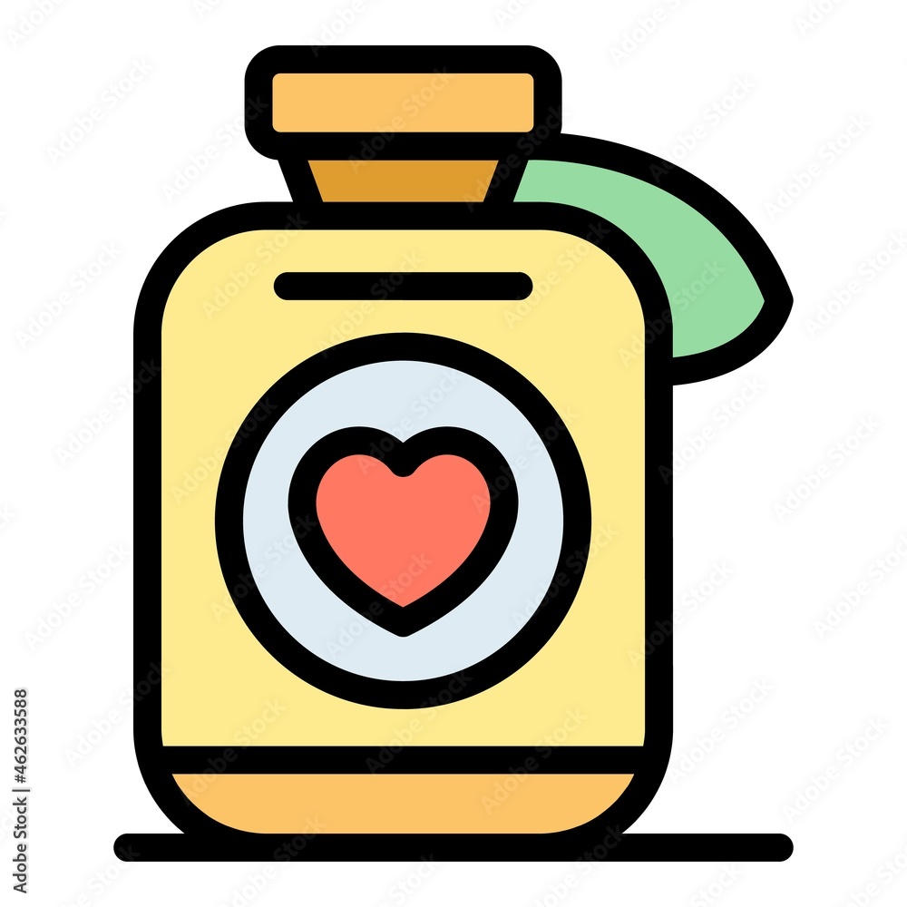 Heart medication icon. Outline heart medication vector icon color flat isolated Heart medication icon. Outline heart medication vector icon color flat isolated
