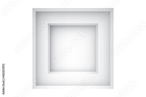 Abstract white and gray color, modern design background with geometric shape, frame. Vector illustration.