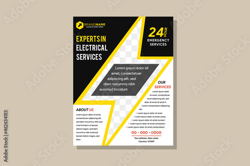 Alternative energy brochure layout. electrical eco energy flyer, leaflet print design with thunder illustrations. Power generation. Vector page layout for magazine, annual report, advertising posters